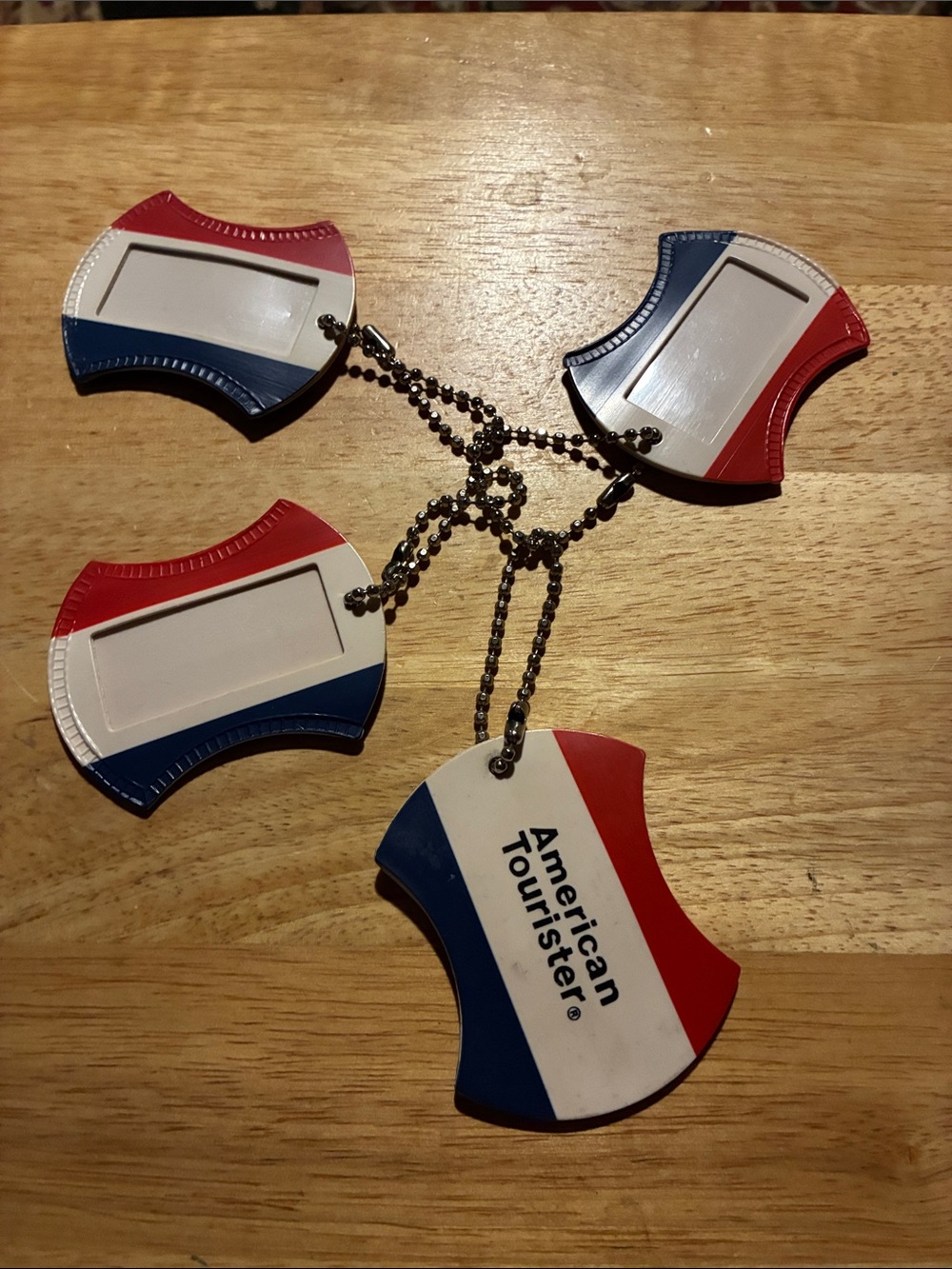 American Tourister Red White Blue Vintage Luggage ID Tag Set